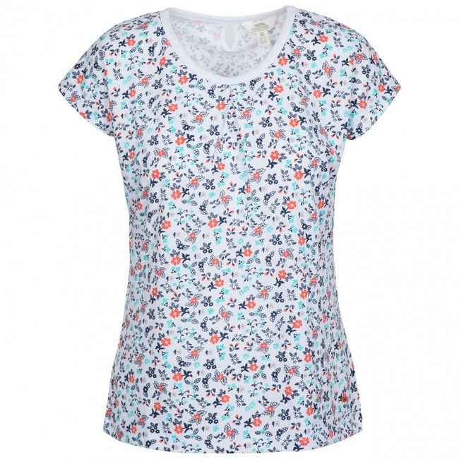 White Floral - Front - Trespass Womens Charlene Floral Cap Sleeved T Shirt