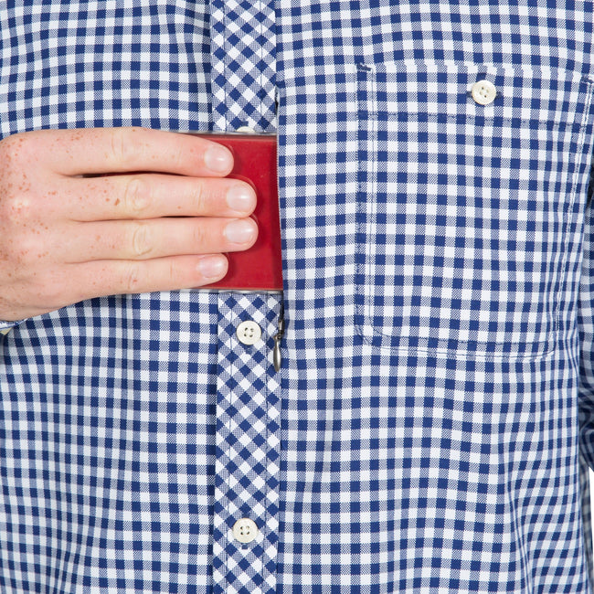 Blue Check - Pack Shot - Trespass Mens Yafforth Cotton Shirt