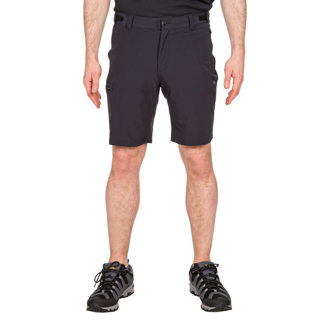 Black - Close up - Trespass Mens Gatesgillwell Water Repellent Cargo Shorts