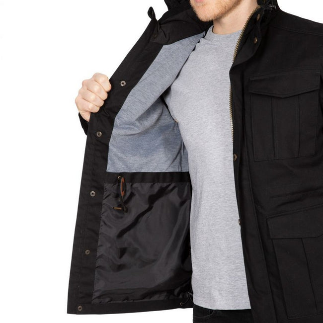 Black - Close up - Trespass Mens Rainthan Waterproof Jacket