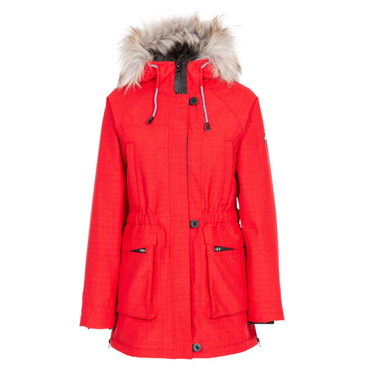 Red - Front - Trespass Womens-Ladies Caption Waterproof Parka