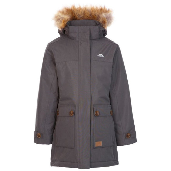 Dark Grey - Front - Trespass Girls Rhoda Waterproof Jacket