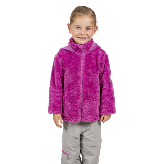 Deep Pink - Side - Trespass Girls Violetta Fluffy Fleece Jacket