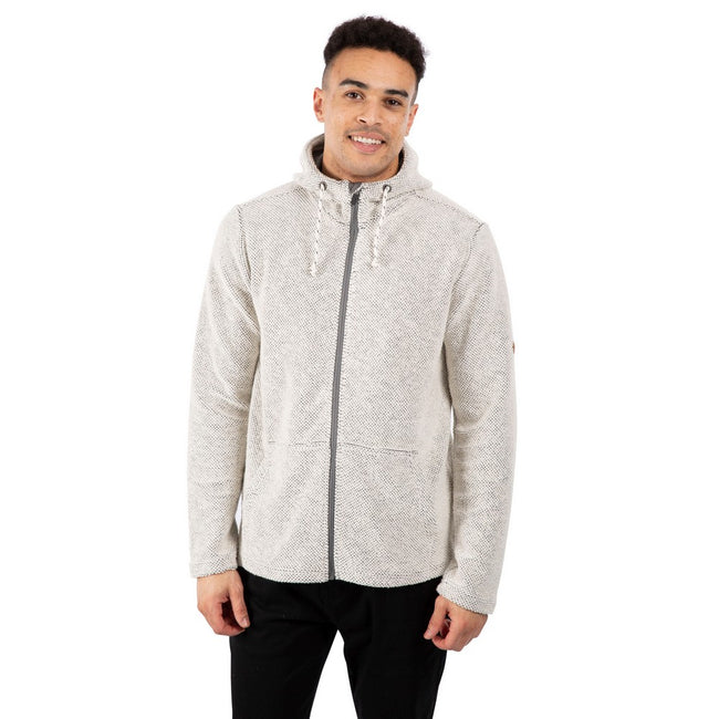 Off White Marl - Close up - Trespass Mens Scawton Zipped Hoodie