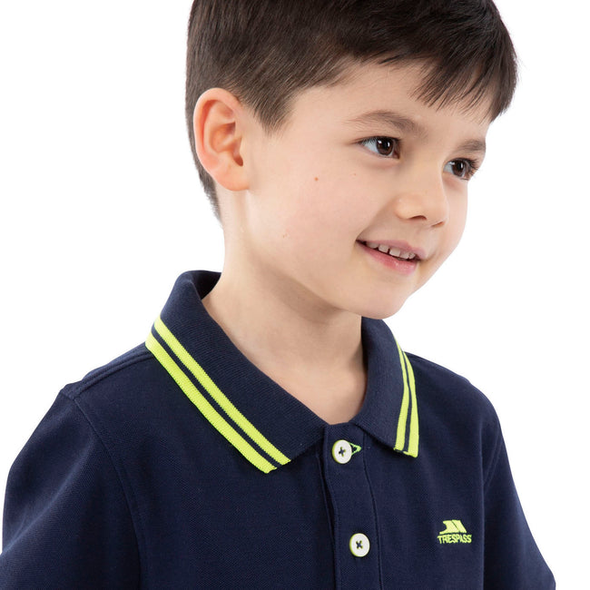 Navy - Pack Shot - Trespass Boys Outline Polo Shirt