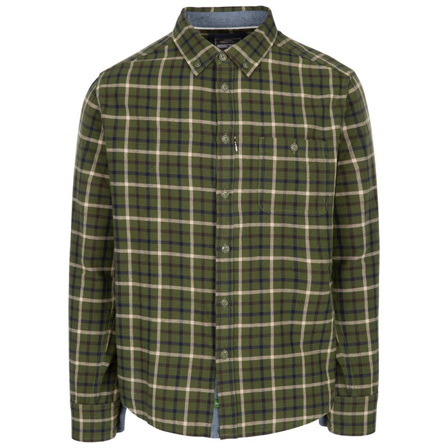 Green - Front - Trespass Mens Withnell Checked Cotton Shirt