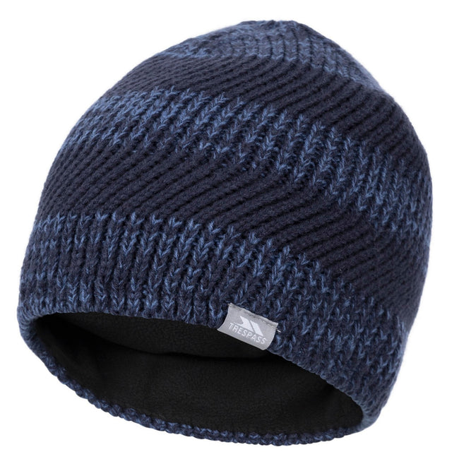 Navy - Side - Trespass Mens Tav Fleece Lined Beanie