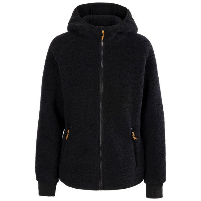 Black - Front - Trespass Womens-Ladies Reel Leather Fleece Jacket
