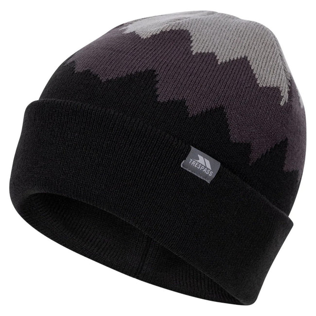 Storm Grey-Dark Grey-Black - Front - Trespass Mens Cobbler Beanie