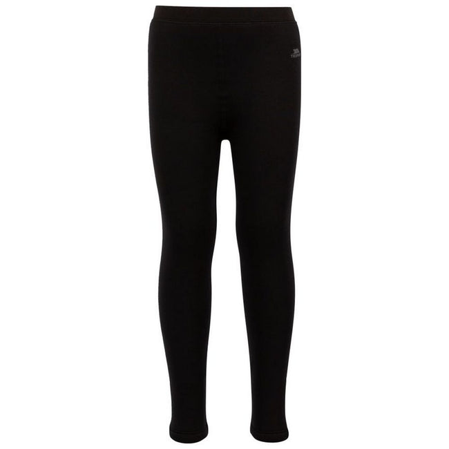 Black - Front - Trespass Childrens-Kids Fuzzy Sherpa Lined Leggings