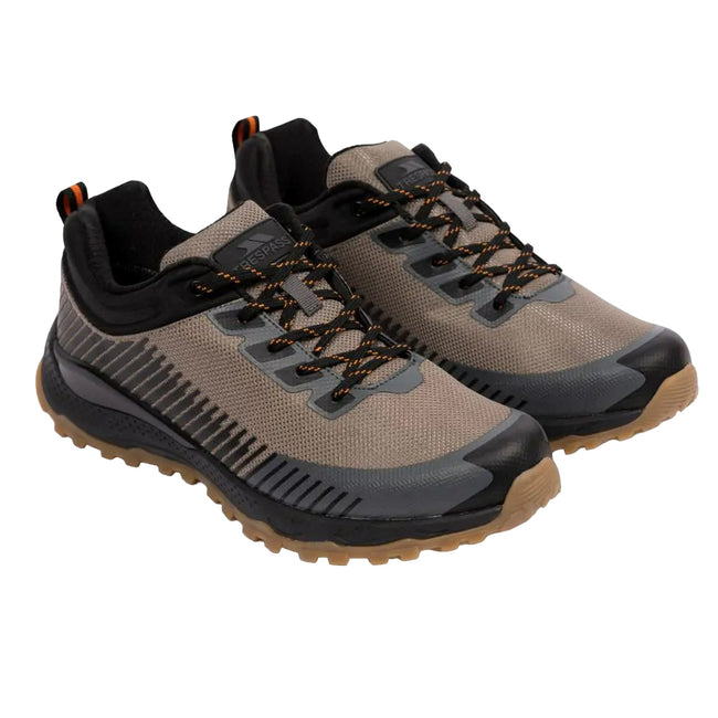 Olive - Front - Trespass Mens Ford Leather Trainers