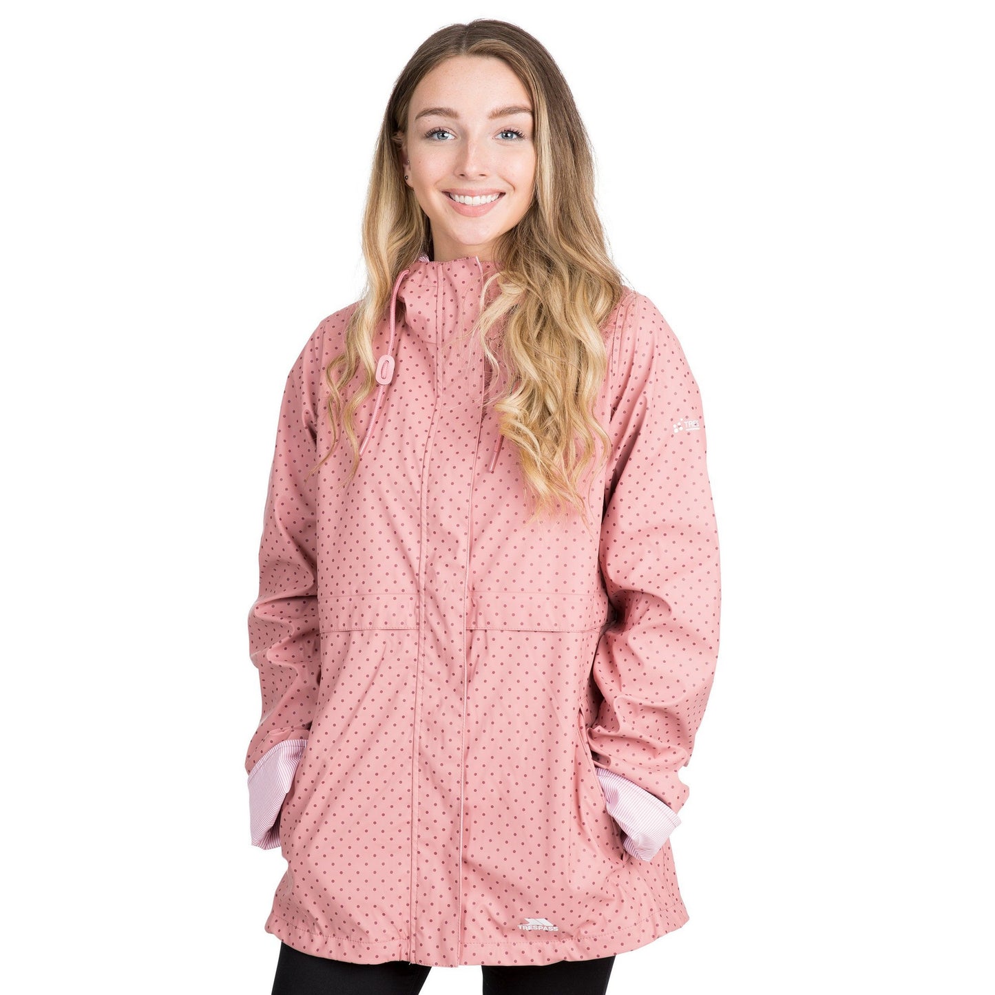 Dusty Rose - Close up - Trespass Womens-Ladies Splosh Polka Dot TP50 Waterproof Jacket