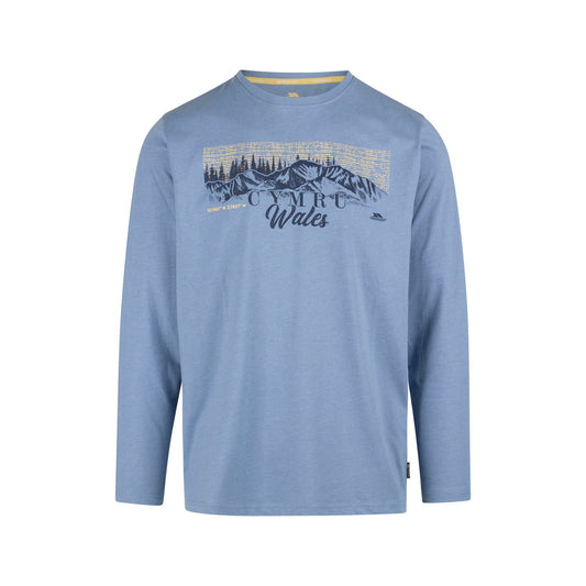 Denim Blue Marl - Front - Trespass Mens Kulam Printed Long-Sleeved T-Shirt