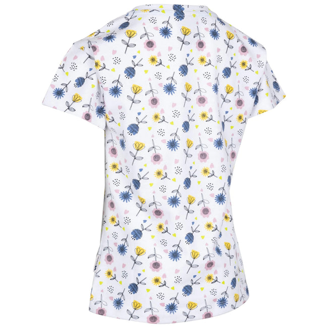White-Blue-Yellow - Back - Trespass Girls Pleasantly Floral T-Shirt