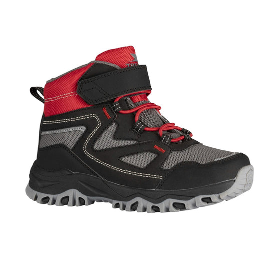 Black-Red - Front - Trespass Childrens-Kids Adair Walking Boots