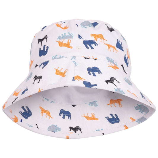 White - Front - Trespass Childrens-Kids Zebdee Safari Animals Bucket Hat