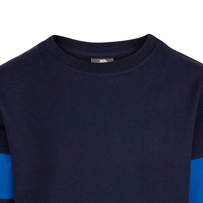 Navy - Side - Trespass Boys Antro Long-Sleeved Sweatshirt