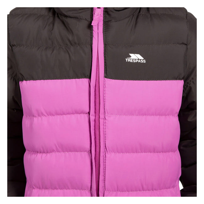 Deep Pink - Side - Trespass Childrens-Kids Oskar Padded Jacket