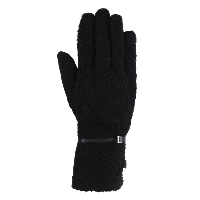 Black - Front - Trespass Womens-Ladies Pisa Sherpa Winter Gloves