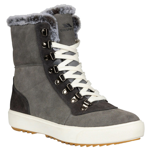 Grey - Front - Trespass Womens-Ladies Korinna Suede Lace Up Snow Boots