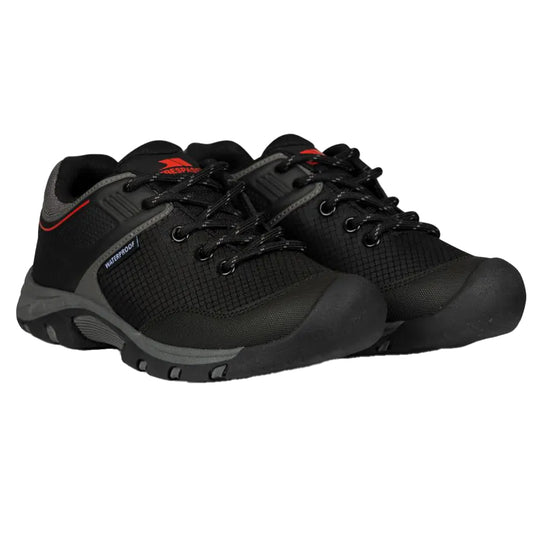 Black-Red - Front - Trespass Childrens-Kids Bevin Waterproof Trainers