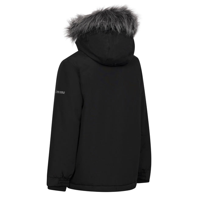 Black - Back - Trespass Boys Braddan Padded Raincoat