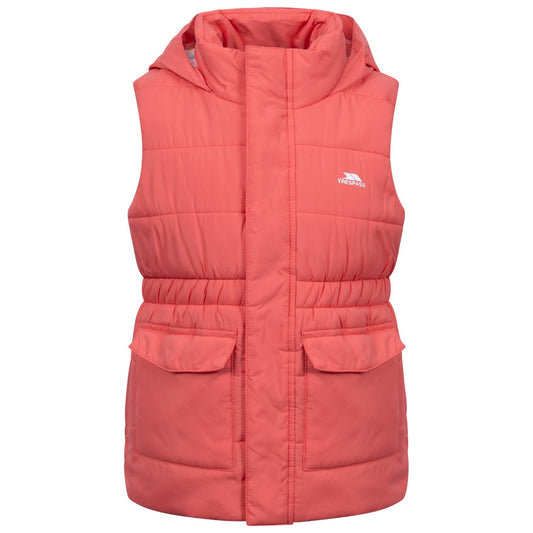 Soft Orange - Front - Trespass Girls Casster Gilet
