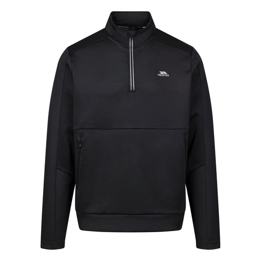 Black - Front - Trespass Mens Jay Quarter Zip Long-Sleeved Top