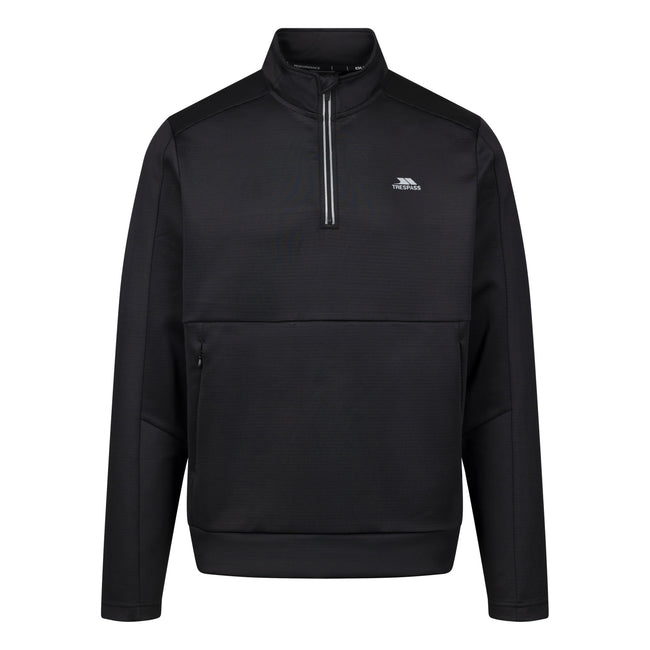 Black - Front - Trespass Mens Jay Quarter Zip Long-Sleeved Top