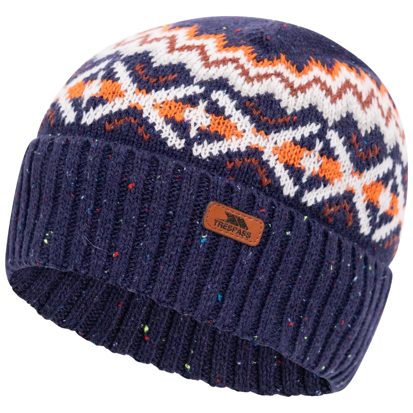Navy - Close up - Trespass Unisex Adult Aranv Knitted Beanie
