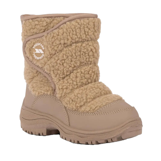 Beige - Front - Trespass Childrens-Kids Ewe Snow Boots