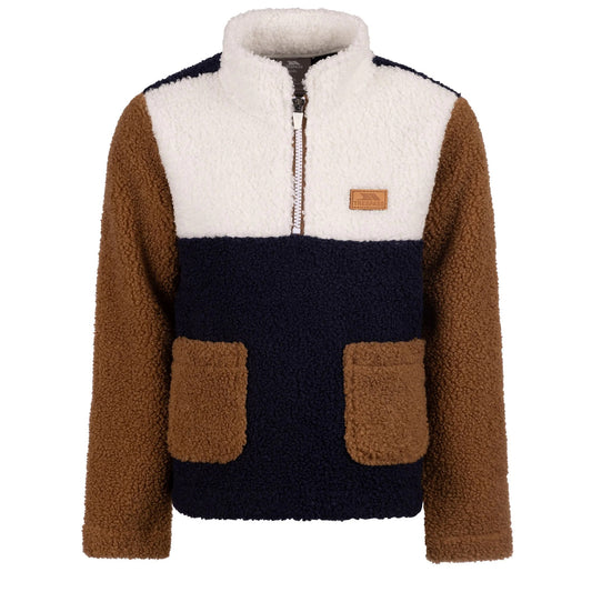 Navy - Front - Trespass Childrens-Kids Mitta Colour Block Fleece Top