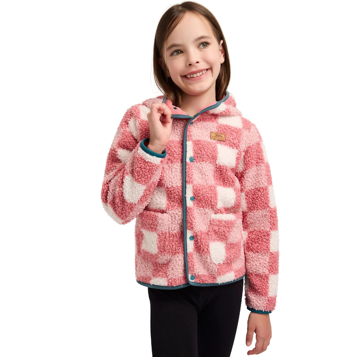 Peach Pink - Close up - Trespass Childrens-Kids Haryll AT300 Fleece Jacket