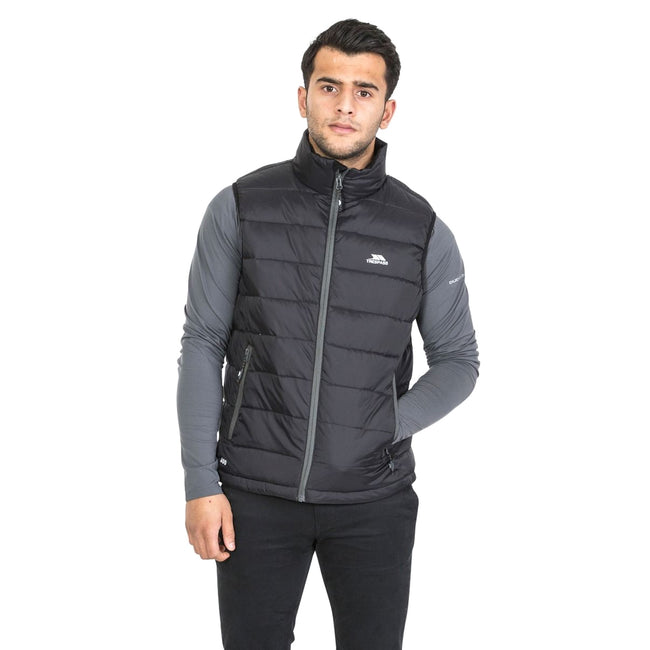 Black - Side - Trespass Mens Mallroy Down Bodywarmer-Gilet