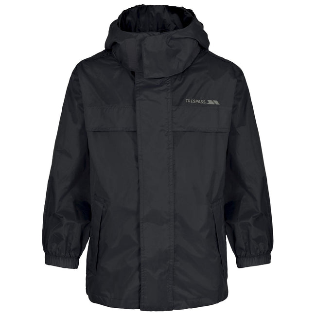 Black - Front - Trespass Kids Unisex Packa Pack Away Waterproof Jacket