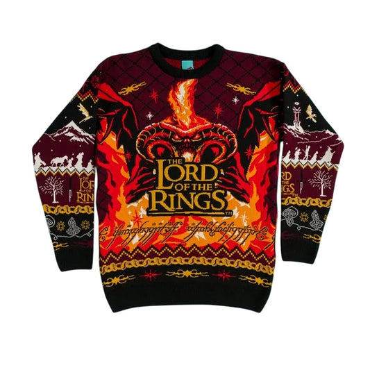 Maroon-Black-Orange - Front - Lord Of The Rings Unisex Adult One Ring To Rule Them All Christmas Jumper