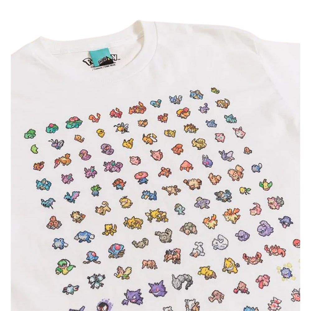 White - Side - Pokemon Unisex Adult 151 Sprites T-Shirt