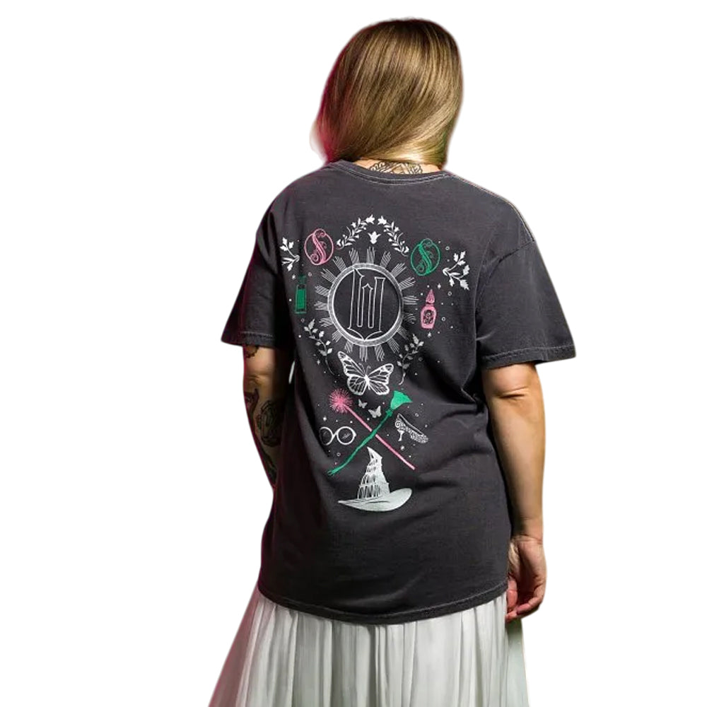 Charcoal - Pack Shot - Wicked Unisex Adult Icons Vintage Wash Back Print T-Shirt