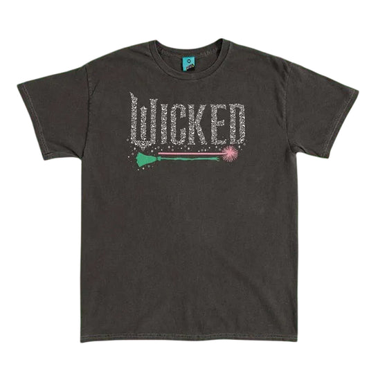 Charcoal - Front - Wicked Unisex Adult Icons Vintage Wash Back Print T-Shirt