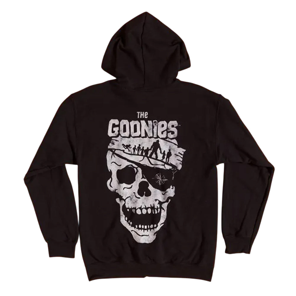 Black - Back - The Goonies Unisex Adult Skull Full Zip Hoodie