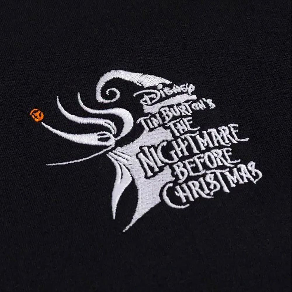 Black - Side - The Nightmare Before Christmas Unisex Adult Zero Embroidered T-Shirt