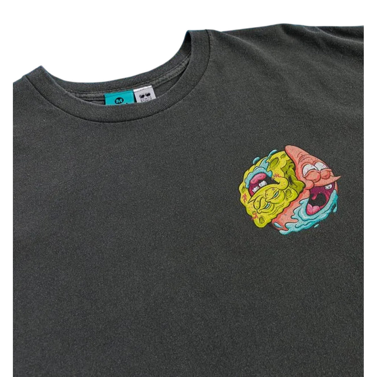 Black-Charcoal - Side - SpongeBob SquarePants Unisex Adult Gruesome Gang Back Print Vintage Wash T-Shirt
