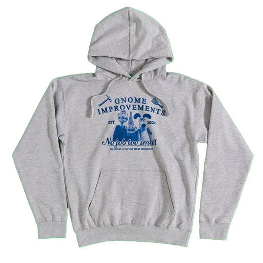 Grey Marl - Front - Wallace and Gromit Unisex Adult Vengeance Most Fowl Gnome Improvements Hoodie