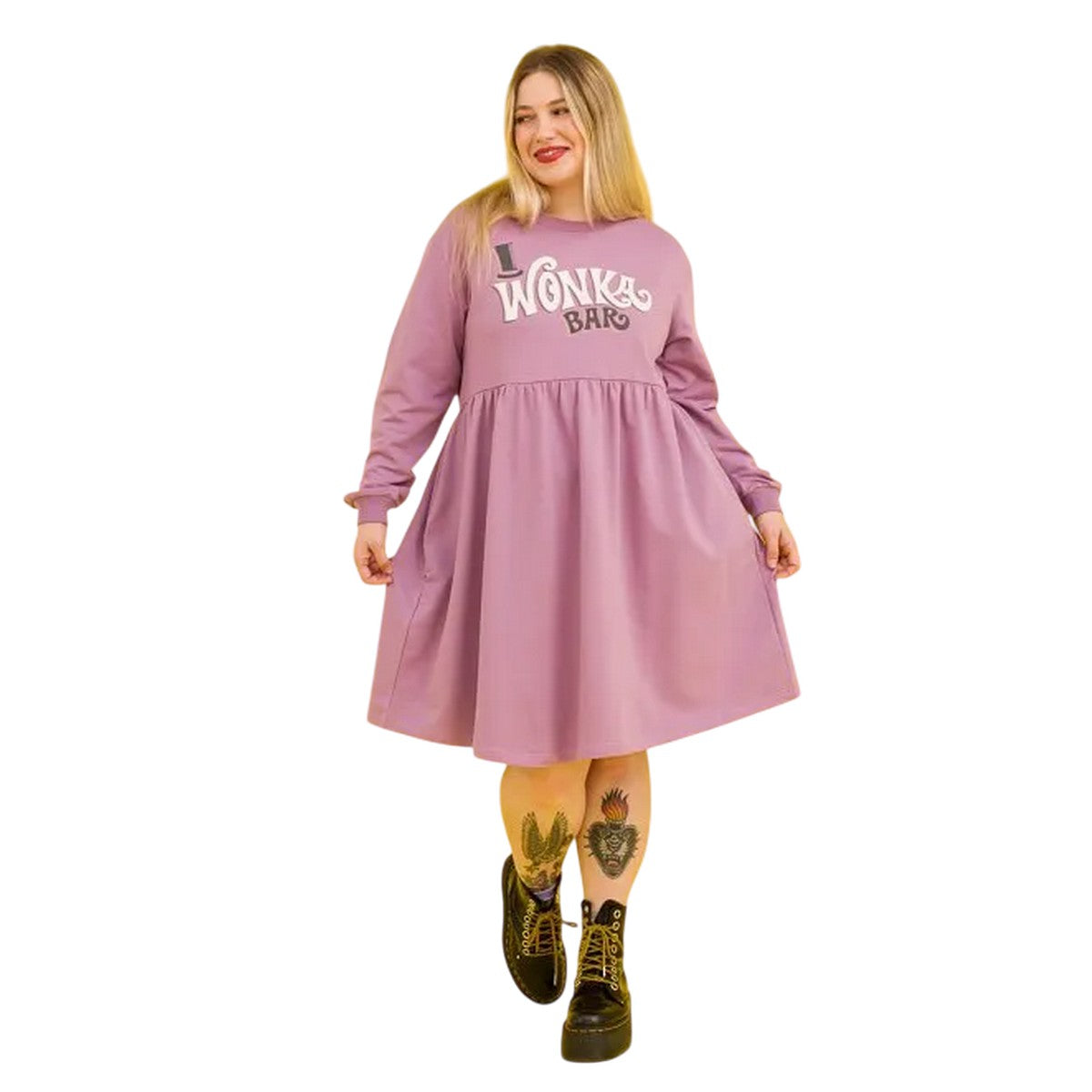Violet - Lifestyle - Wonka Womens-Ladies Chocolate Bar Smock Dress