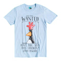 Blue - Front - Wallace and Gromit Unisex Adult Feathers McGraw Wanted Poster T-Shirt