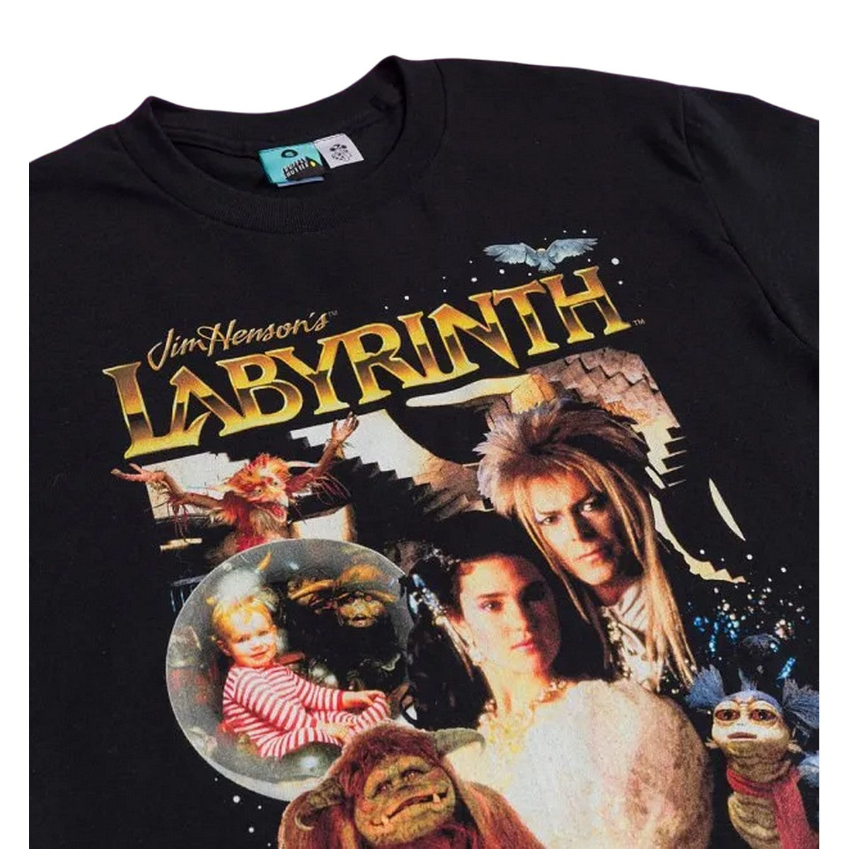 Black - Lifestyle - Labyrinth Unisex Adult Retro T-Shirt