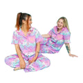 Pink - Pack Shot - Polly Pocket Womens-Ladies Frill Button-Down Pyjama Set