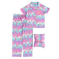 Pink - Front - Polly Pocket Womens-Ladies Frill Button-Down Pyjama Set
