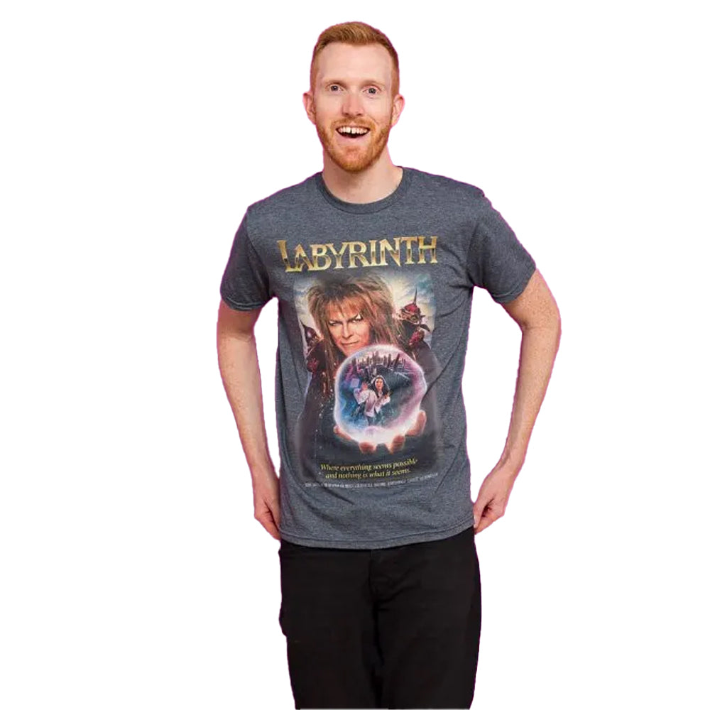 Black-Charcoal - Pack Shot - Labyrinth Unisex Adult Classic Movie Poster T-Shirt