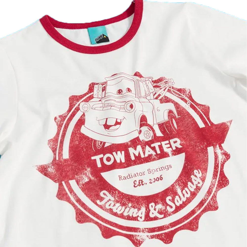 White - Side - Cars Unisex Adult Towing And Salvage Tow Mater Ringer T-Shirt